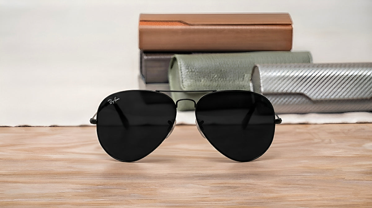 Classic Aviator Style Sunglasses ( Black )